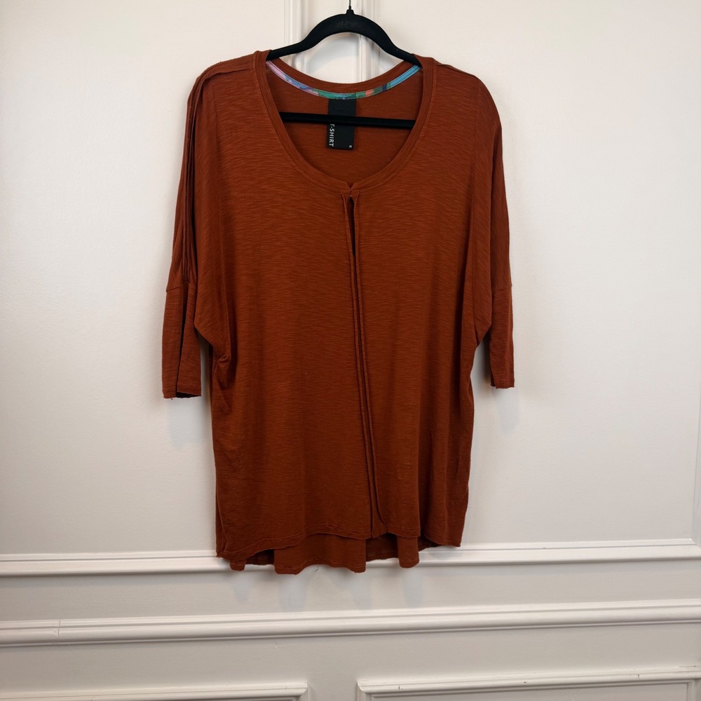 Dolman T-SHIRT Women Rust Orange Slouchy Oversized Top Size M Made in USA